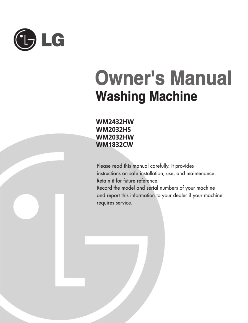 Page n°1 - Manuel utilisateur LG WD-10215BD