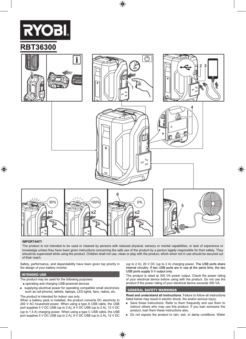 Image de la première page du manuel de l'appareil RBT36300