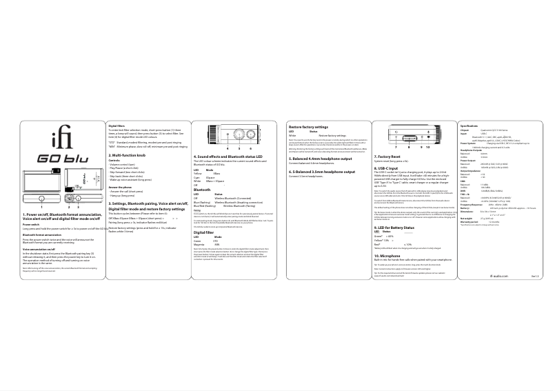 Page n°1 - Manuel utilisateur iFi Audio Go blu