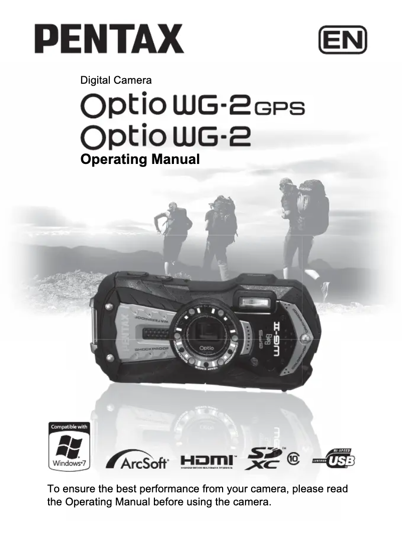 Page 1 de la notice Manuel utilisateur Pentax Optio WG-2