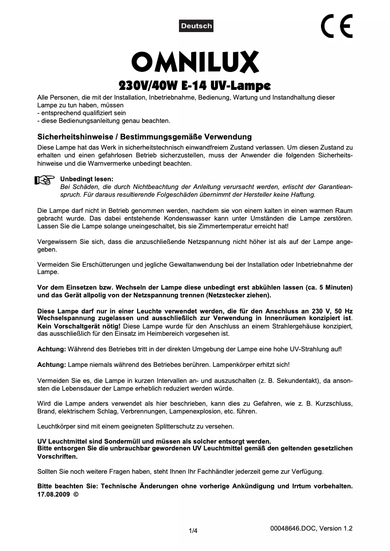 Page 1 de la notice Manuel utilisateur Omnilux G-45