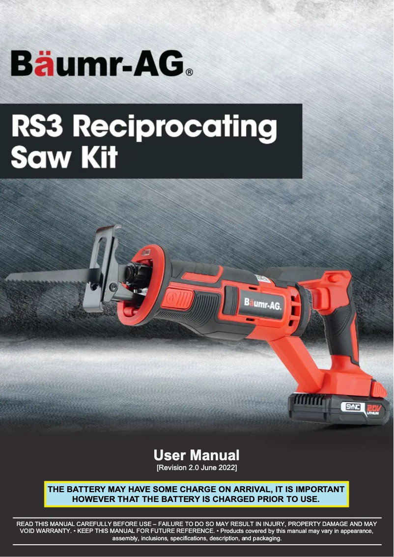Page 1 de la notice Manuel utilisateur Baumr-AG RS3