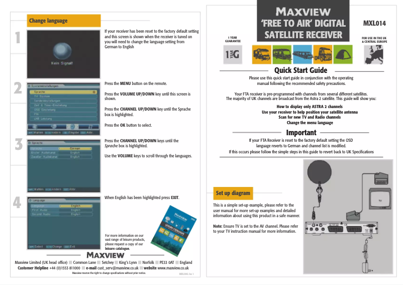 Página 1 del manual Manual de usuario Maxview MXL014