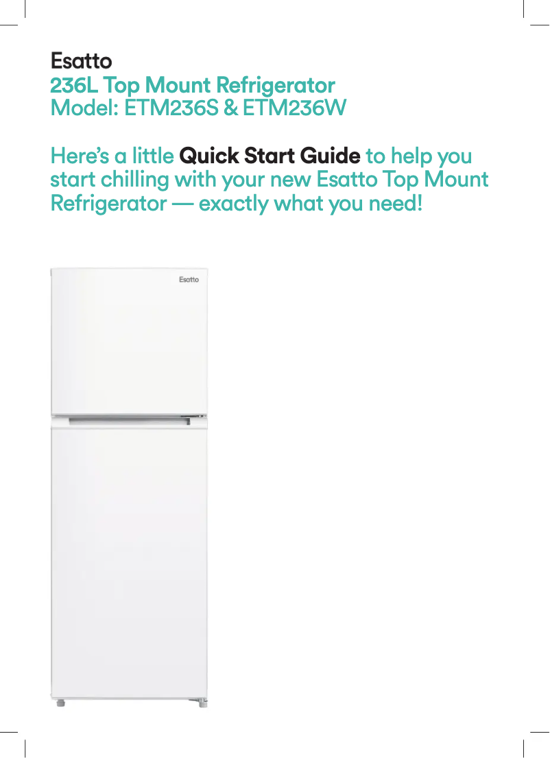 Page 1 de la notice Guide de démarrage rapide Esatto ETM236W