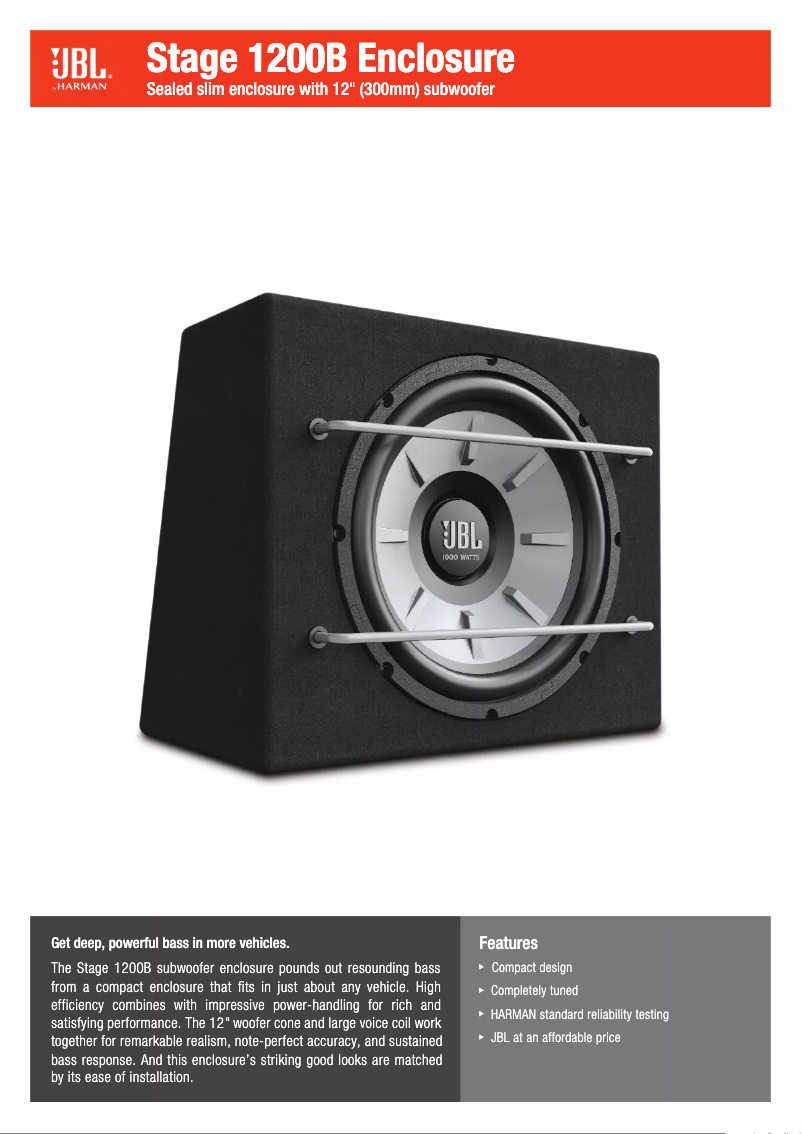 Page 1 de la notice Fiche technique JBL Stage 1200B
