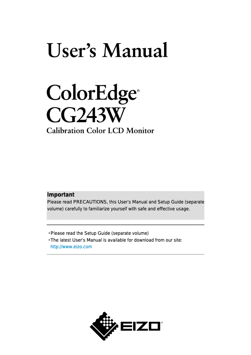 Page 1 de la notice Manuel utilisateur Eizo ColorGraphic