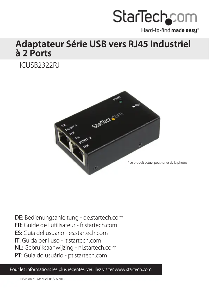 Page n°1 - Manuel utilisateur StarTech.com ICUSB2322RJ