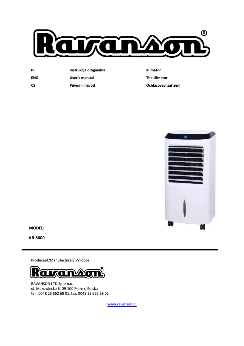 Image de la première page du manuel de l'appareil KR-8000