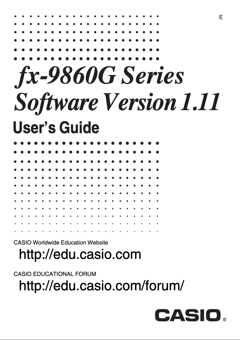Page 1 de la notice Manuel utilisateur Casio FX-9860G Slim