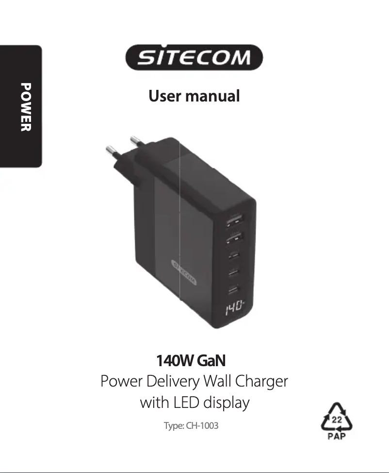 Page 1 of the manual User Manual Sitecom CH-1003