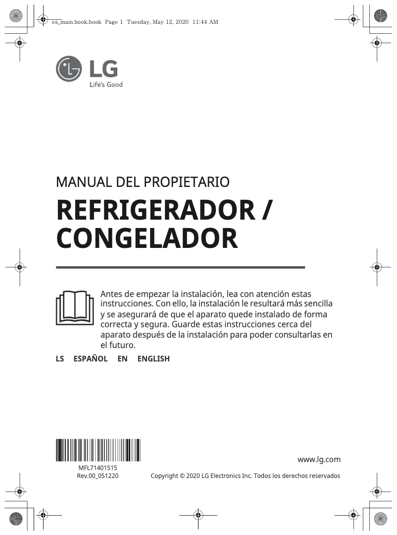 Page 1 de la notice Manuel utilisateur LG LS87SPN