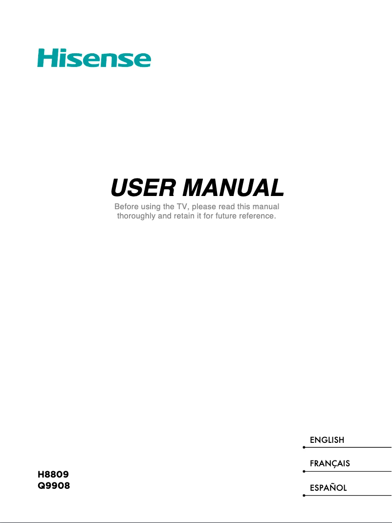 Page 1 de la notice Manuel utilisateur Hisense 65H8809