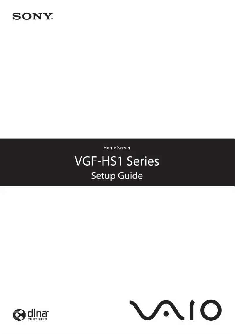 Page n°1 - Guide d'installation Sony VGF-HS1