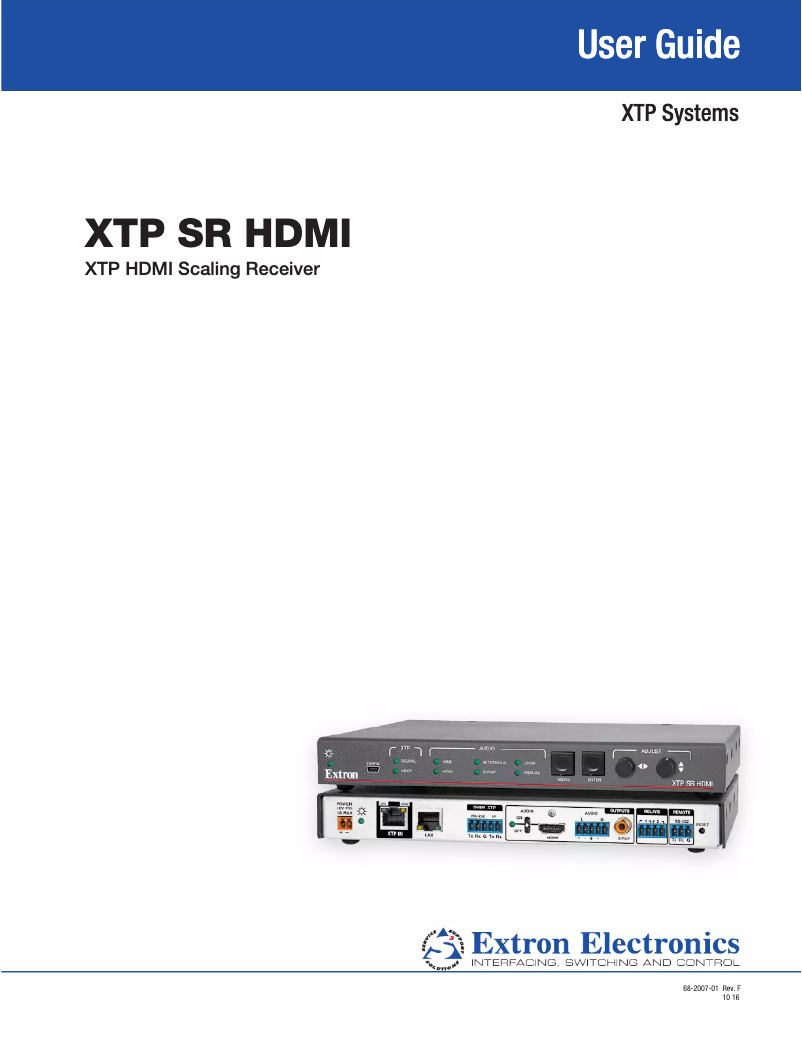 Page n°1 - Manuel utilisateur Extron XTP SR HDMI