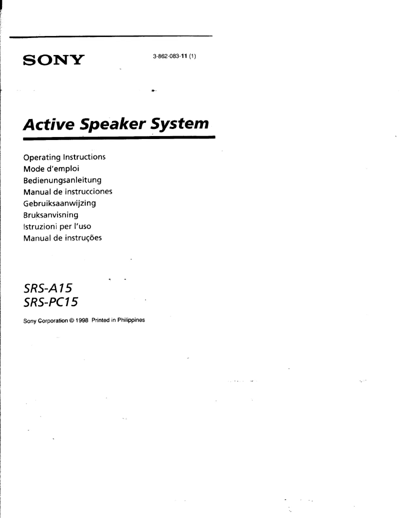 Page 1 de la notice Manuel utilisateur Sony SRS-A15
