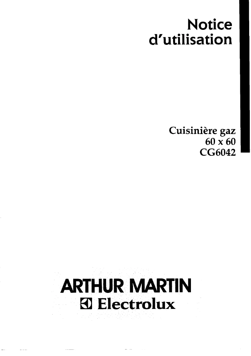 Page 1 de la notice Manuel utilisateur Arthur Martin-Electrolux CG6042
