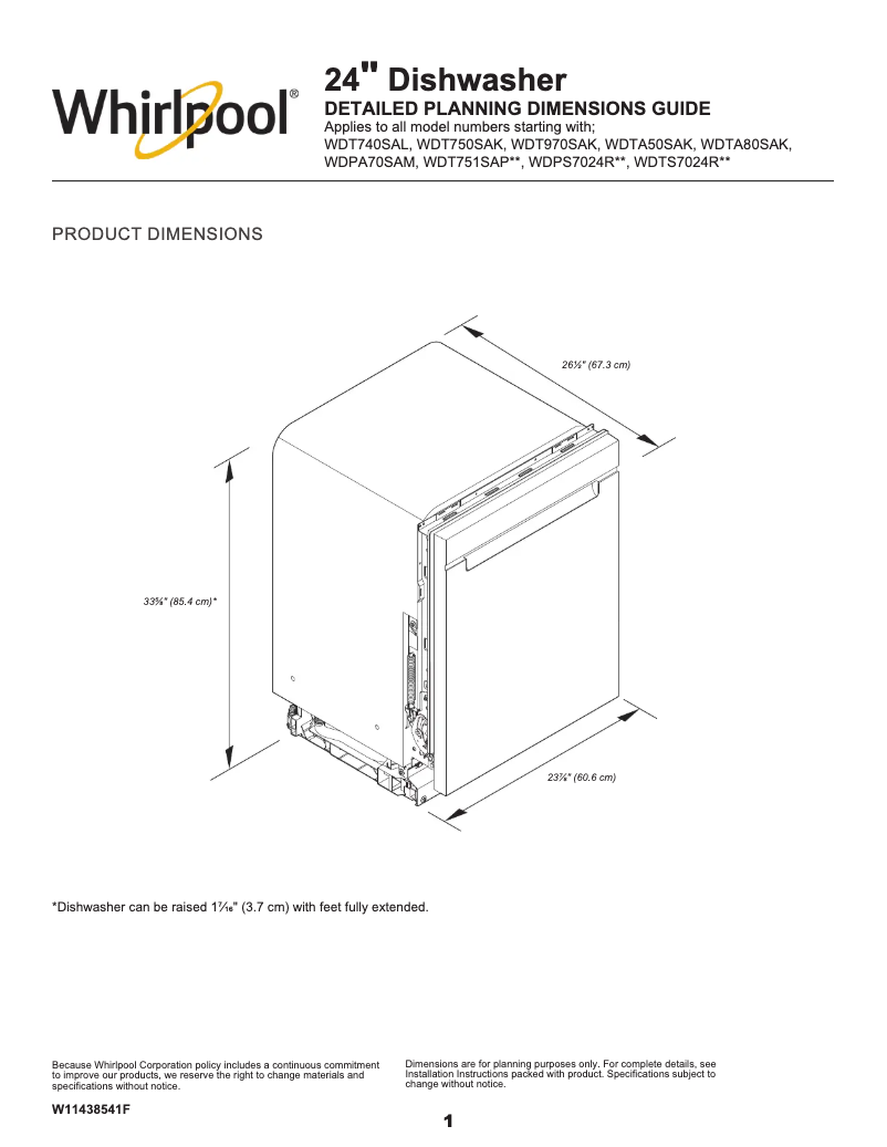 Page 1 de la notice Guide de démarrage rapide Whirlpool WDTA50SAKZ