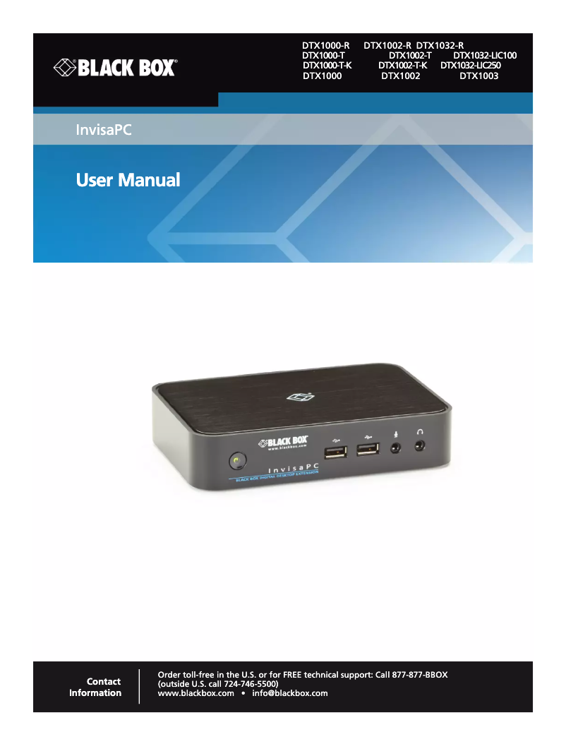 Page 1 de la notice Manuel utilisateur Black Box InvisaPC Manager