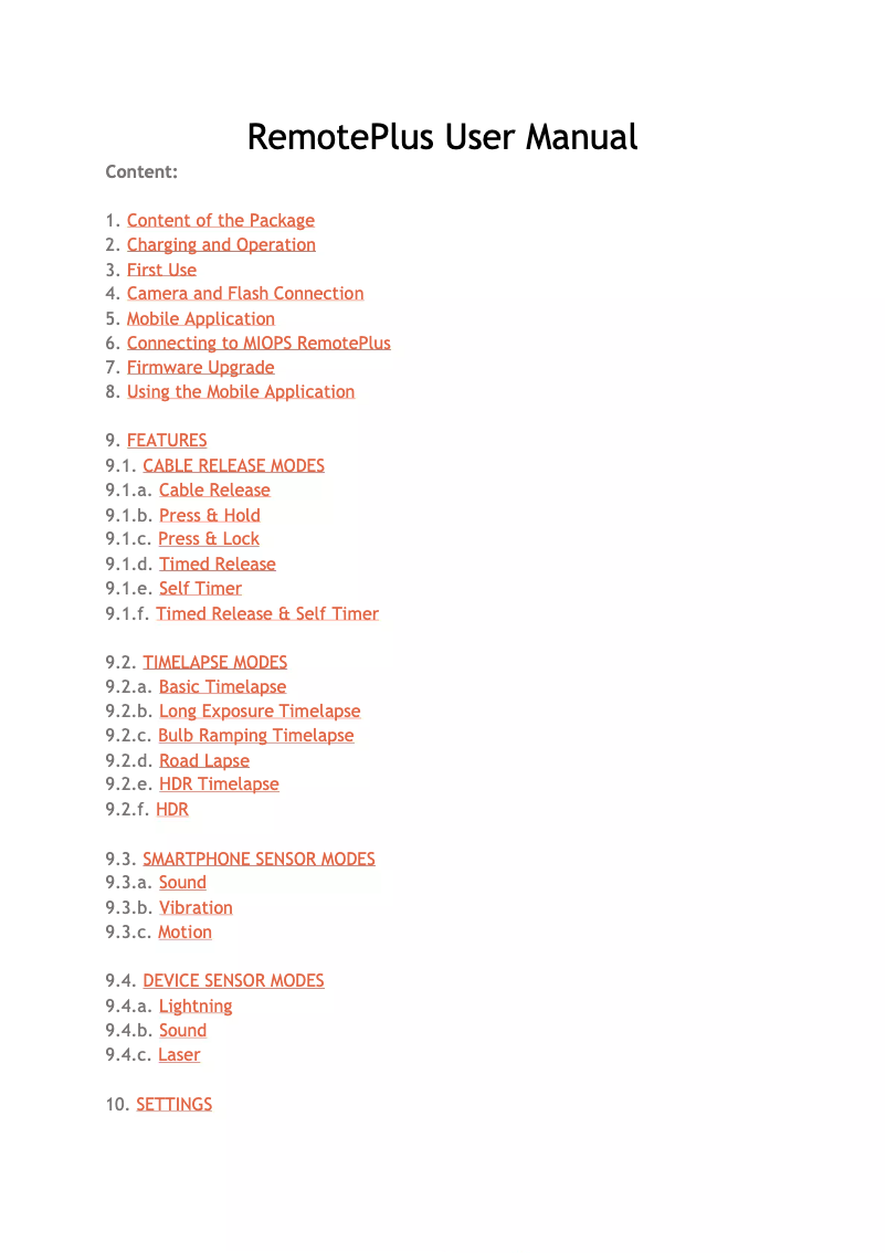 Page n°1 - Manuel utilisateur MIOPS RemotePlus