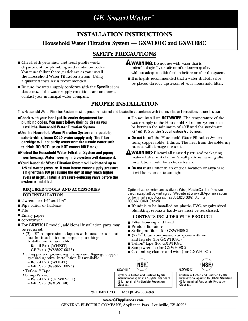 Image de la première page du manuel de l'appareil GXWH01C