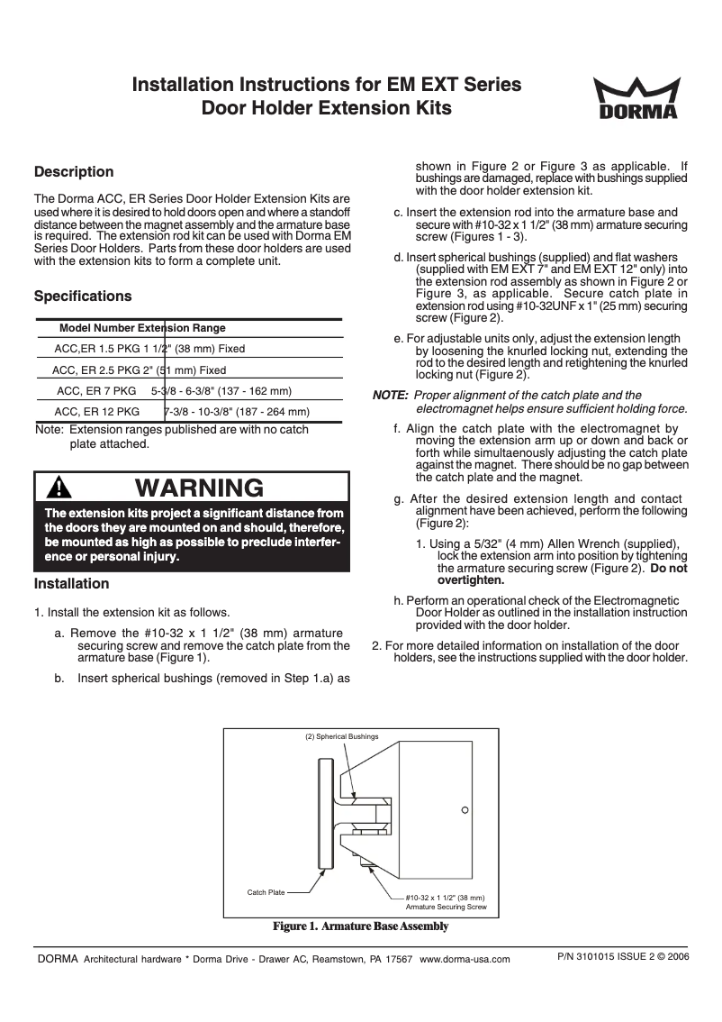Page 1 de la notice Manuel utilisateur Dormakaba EM 504