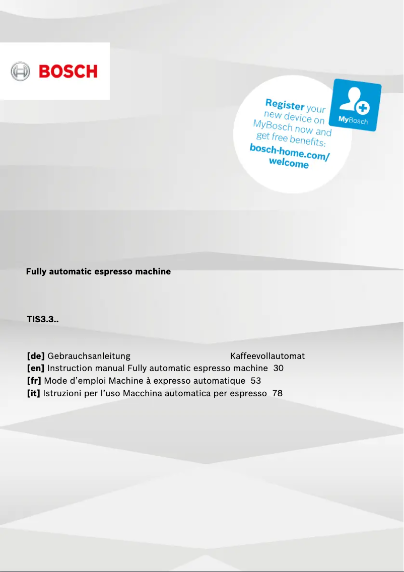 Page n°1 - Manuel utilisateur Bosch TIS30321GB