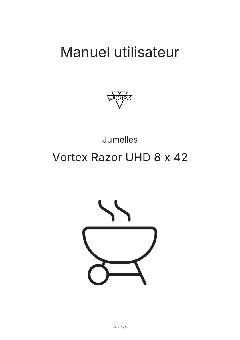 Page n°1 - Manuel utilisateur Vortex Razor UHD 8 x 42