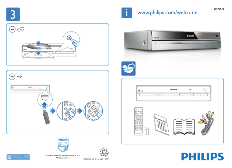 Page 1 de la notice Guide de démarrage rapide Philips DTP2130
