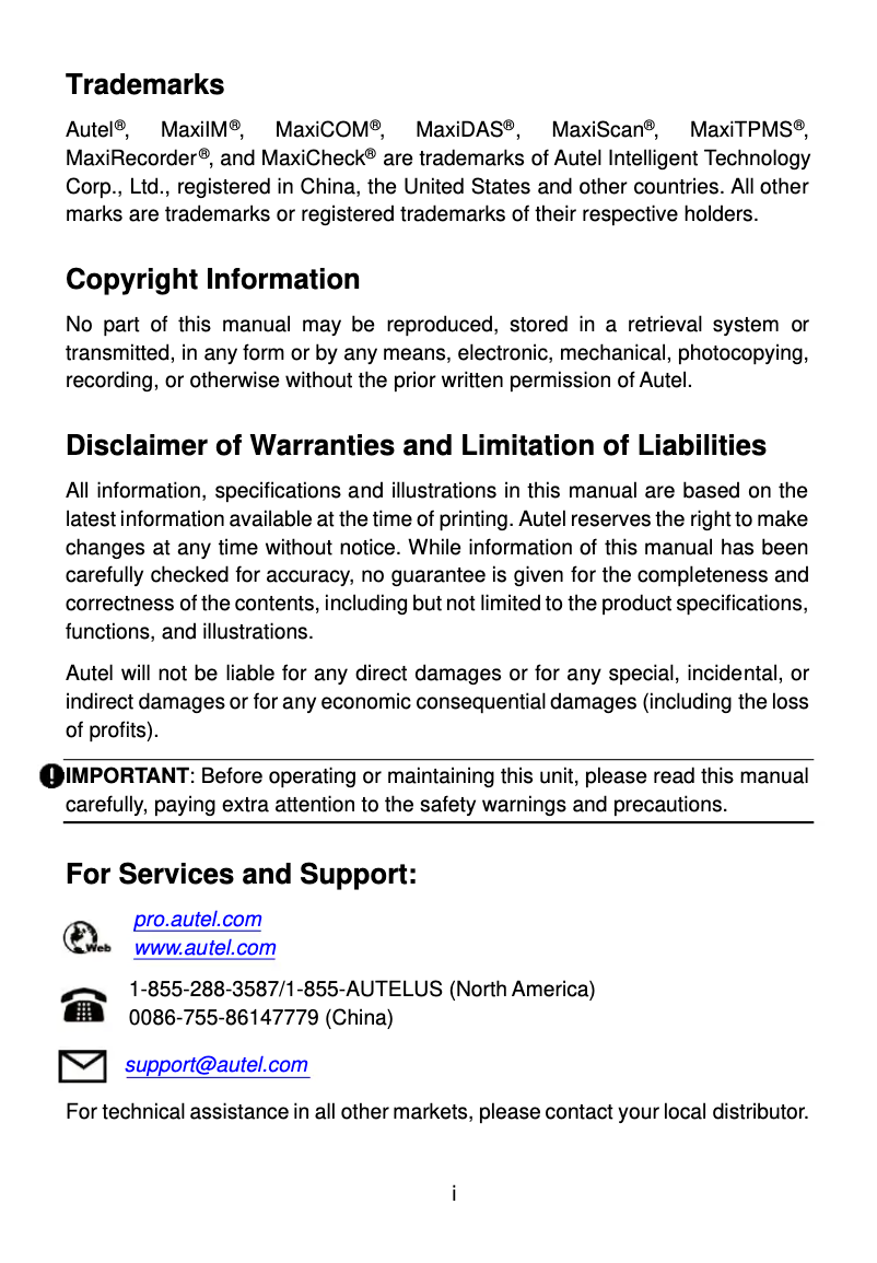 Page n°1 - Manuel utilisateur Autel MaxiIM KM100