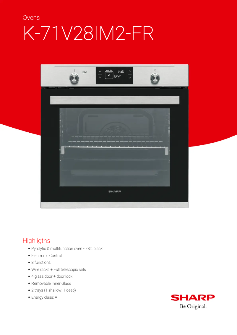 Page 1 de la notice Manuel utilisateur Sharp K-71V28IM2-FR