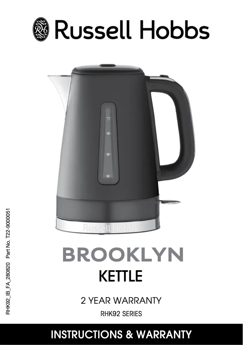 Page 1 de la notice Manuel utilisateur Russell Hobbs Brooklyn RHK92