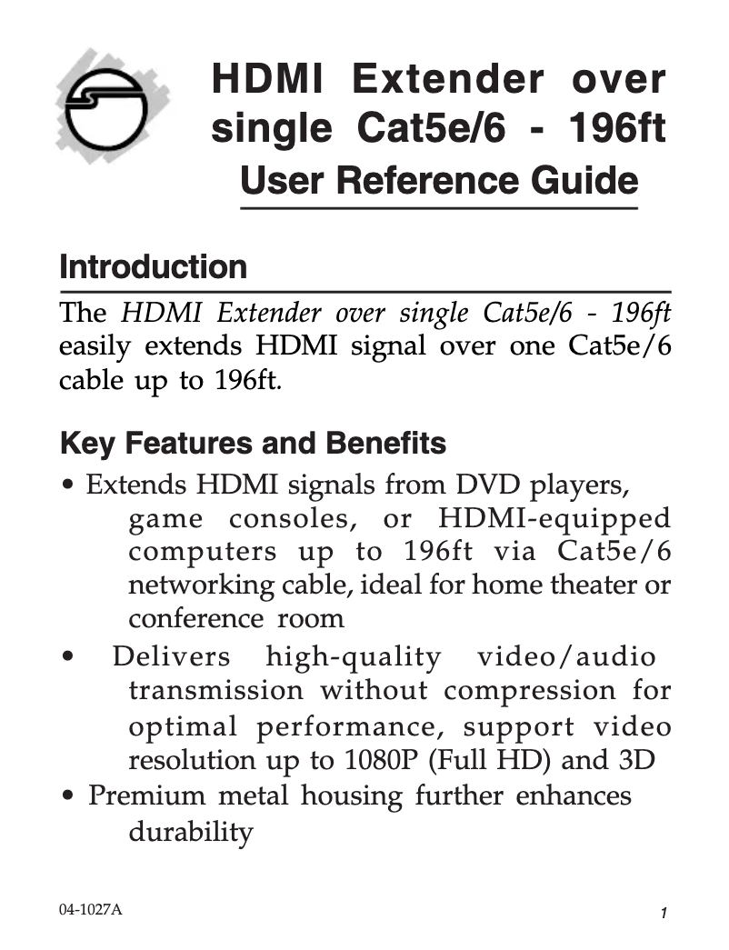Page 1 de la notice Manuel utilisateur Siig CE-H22D11-S1
