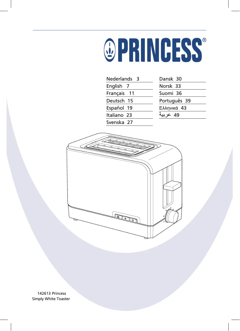 Página 1 del manual Manual de usuario Princess Simply White Toaster 142613