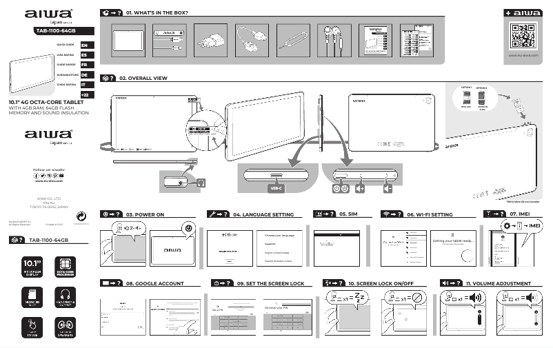 Page 1 de la notice Manuel utilisateur Aiwa TAB-1100-64G