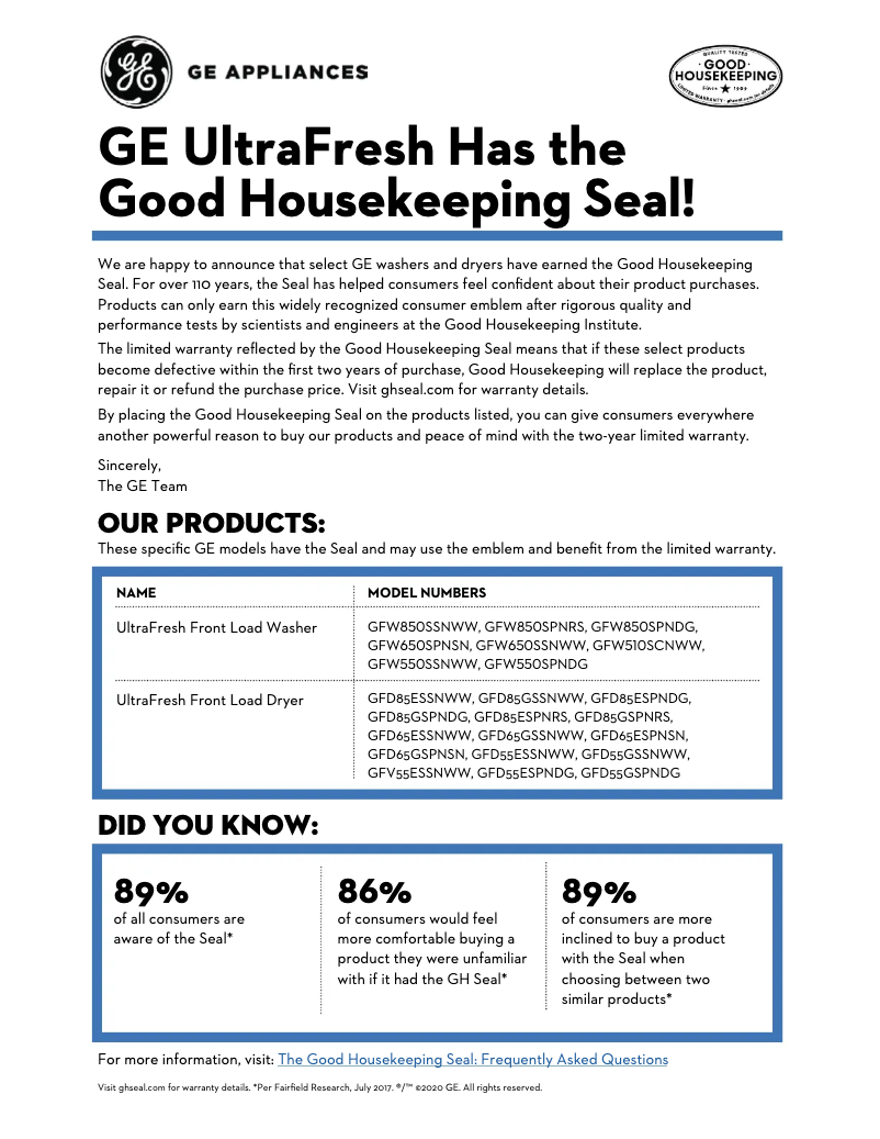 Page 1 of the manual Warranty Information GE GFD65GSPNSN