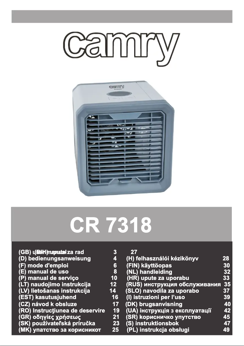 Page n°1 - Manuel utilisateur Camry CR 731