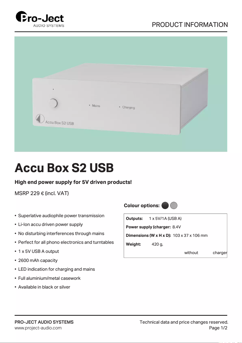 Image de la première page du manuel de l'appareil Accu Box S2 USB