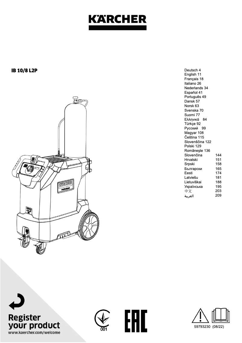 Page 1 de la notice Manuel utilisateur Kärcher IB 10/8 L2P