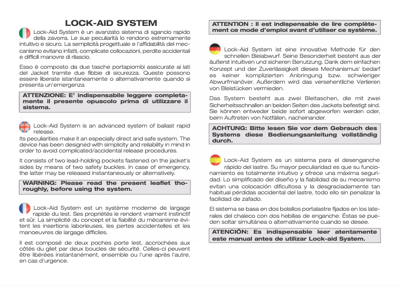 Page n°1 - Manuel utilisateur Cressi Back Jac Elite