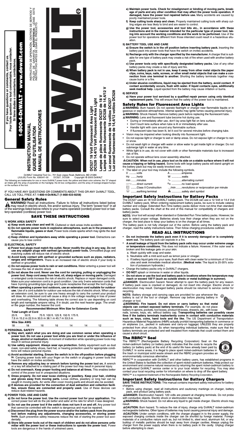 Page 1 de la notice Manuel utilisateur DeWalt DC528