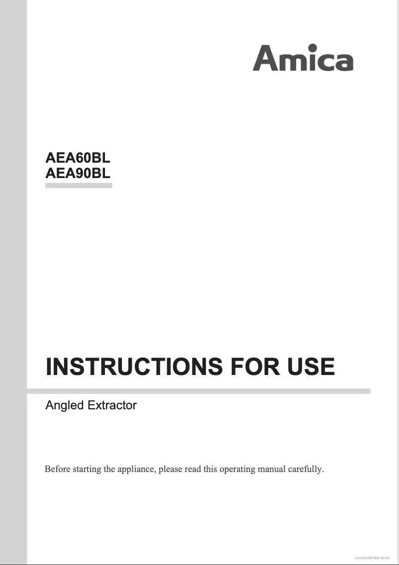 Page n°1 - Manuel utilisateur Amica AEA60BL