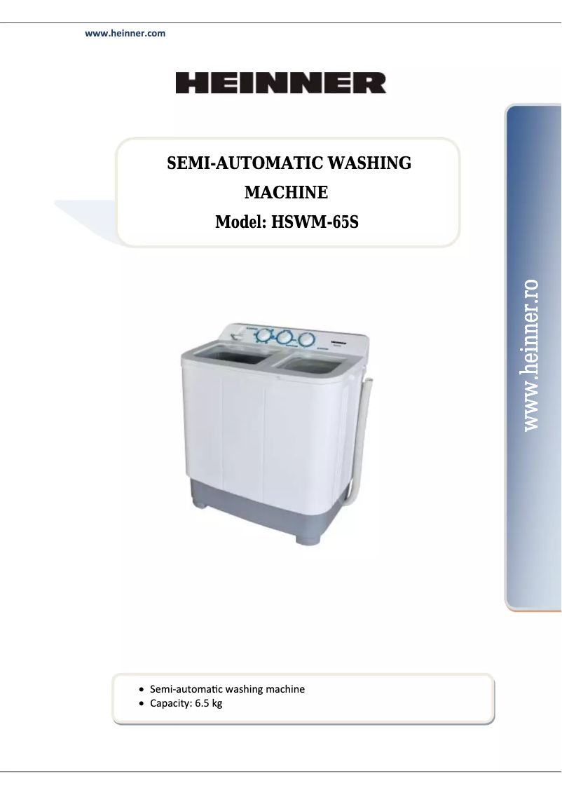 Page n°1 - Manuel utilisateur Heinner HSWM-65S