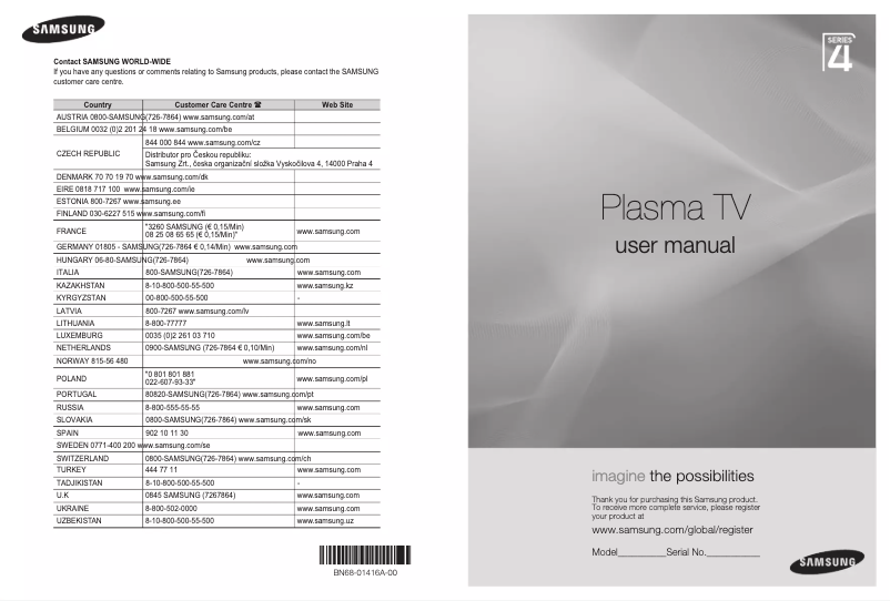 Page 1 de la notice Manuel utilisateur Samsung PS-42A450