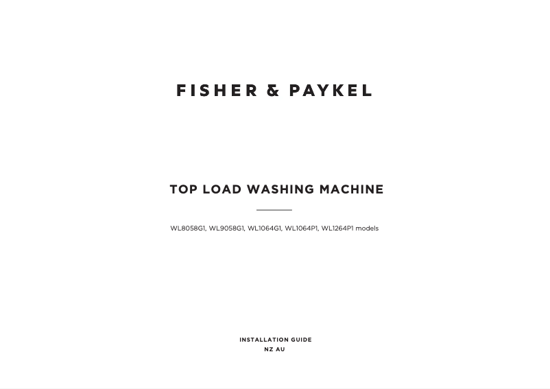 Page n°1 - Guide d'installation Fisher & Paykel WL9058G1