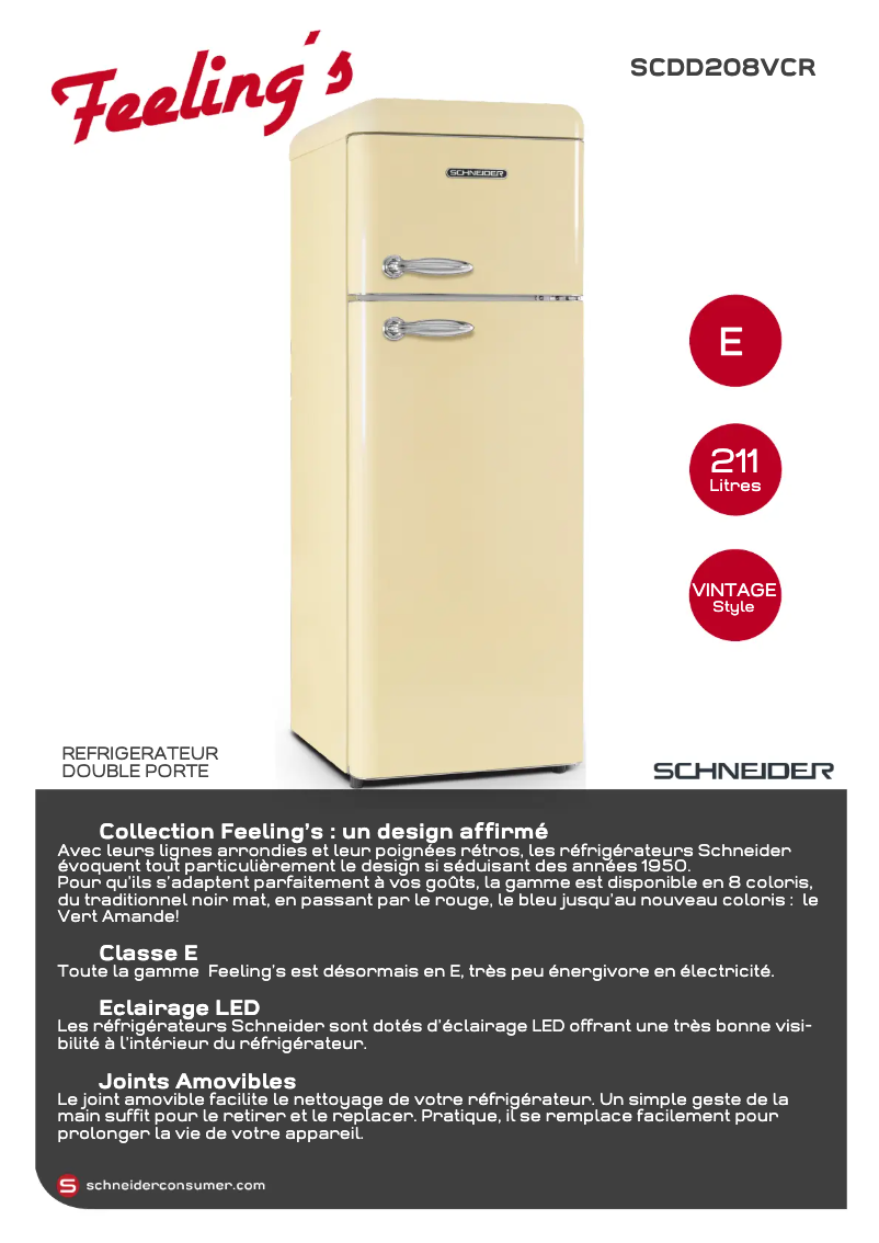Page 1 de la notice Fiche technique Schneider SCDD208VCR