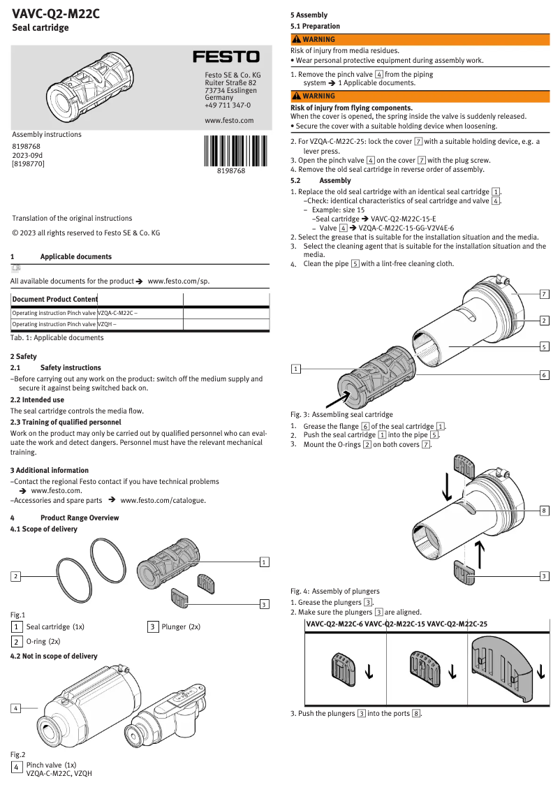 Page n°1 - Manuel utilisateur Festo VAVC-Q2-M22C-15-E