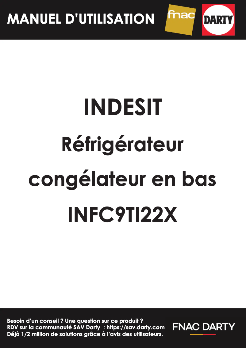 Page 1 de la notice Manuel utilisateur Indesit INFC9 TI22X