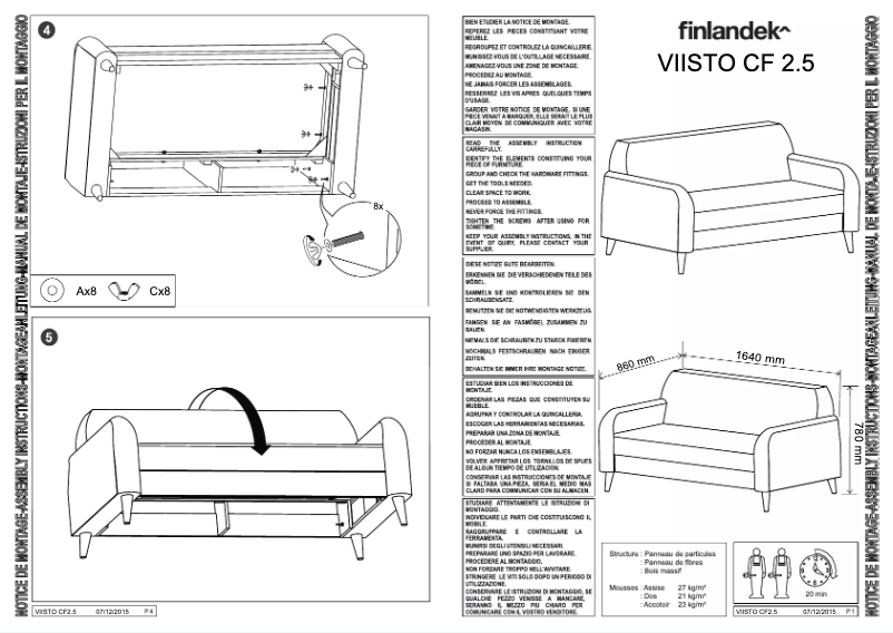 Page 1 de la notice Manuel utilisateur Finlandek VIISTO CF 2.5