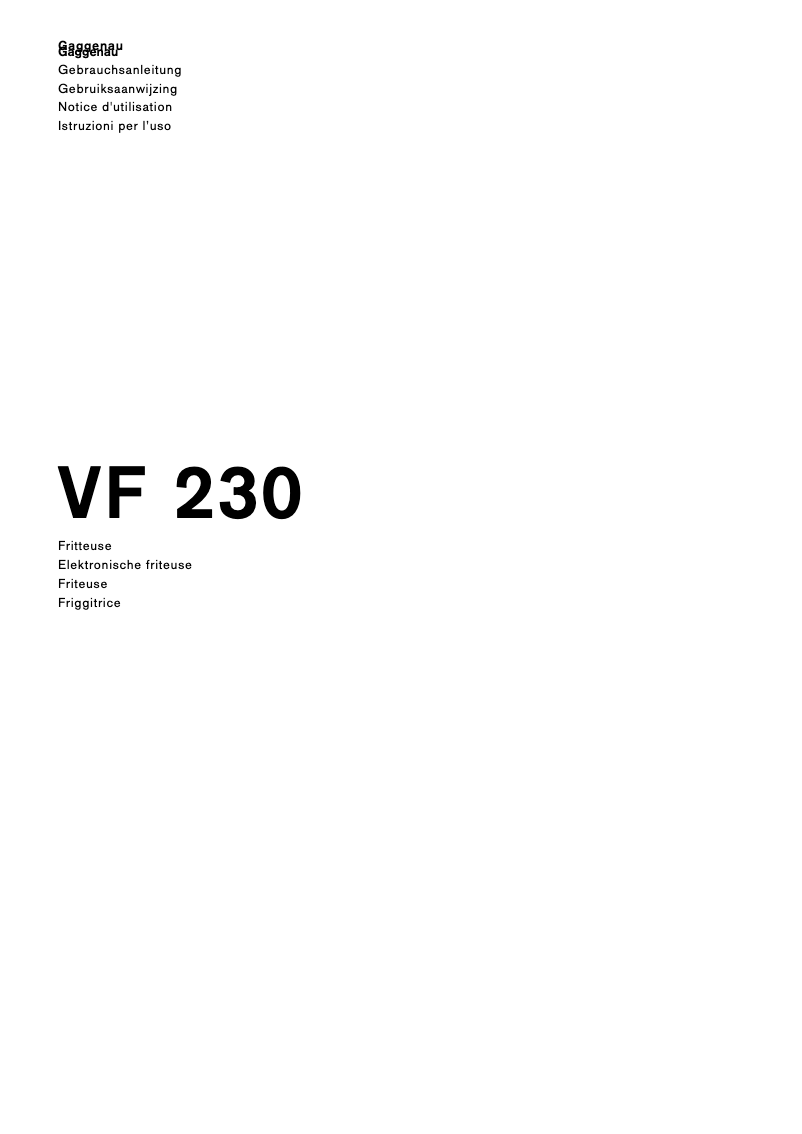 Page 1 de la notice Manuel utilisateur Gaggenau VF 230