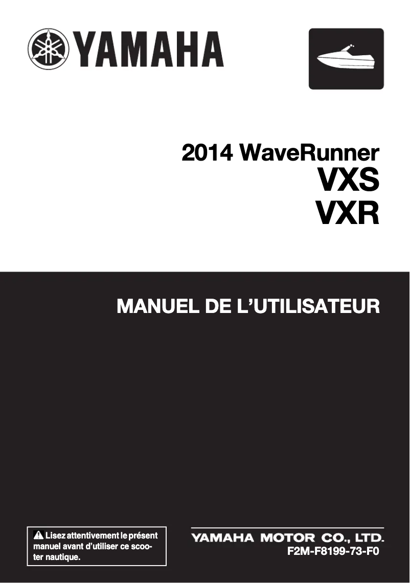 Image de la première page du manuel de l'appareil WaveRunner VXR (2014)